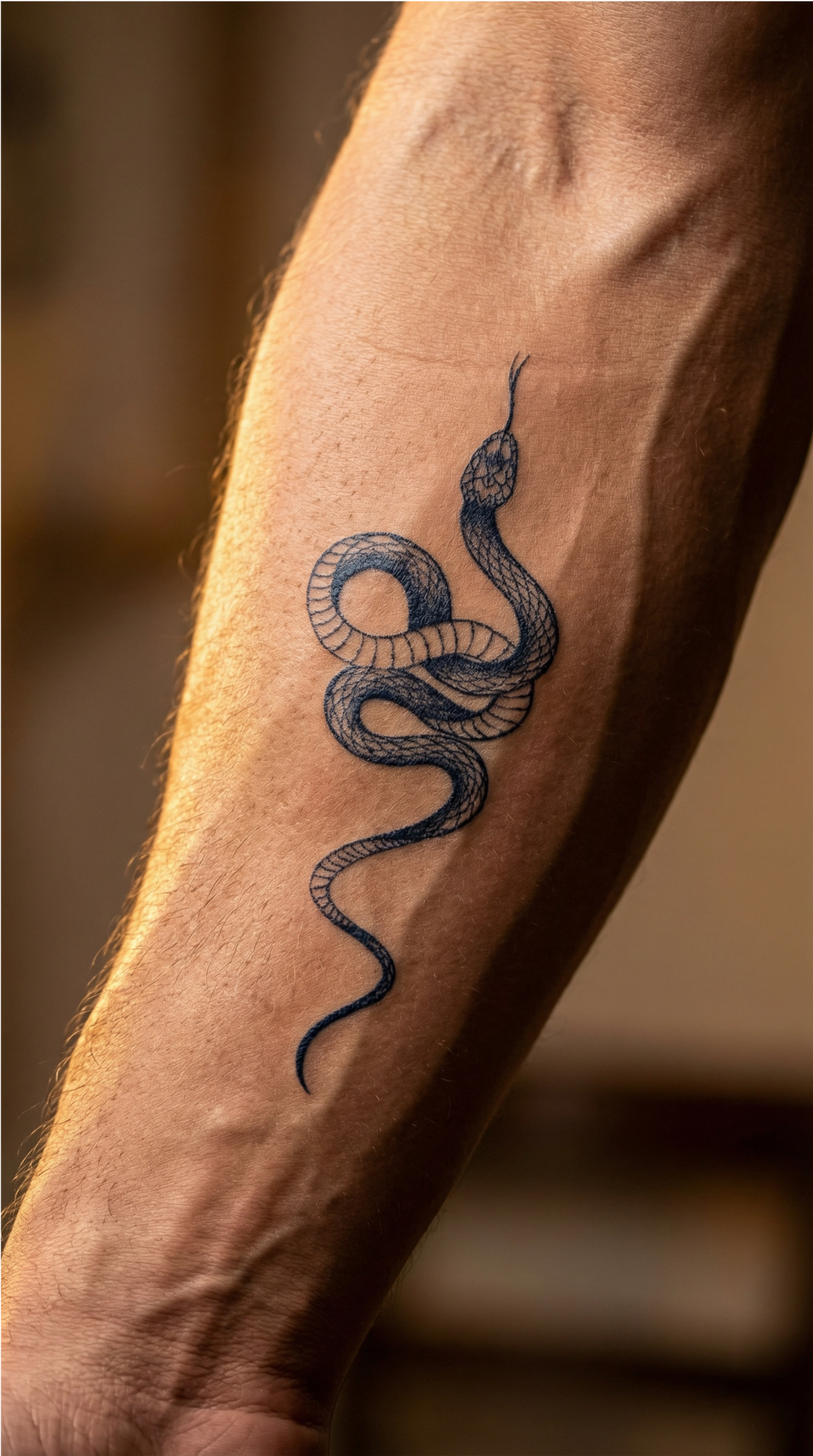 Model de tatuaj temporar cu șarpe în linie fină, potrivit pentru o bandă pe biceps
